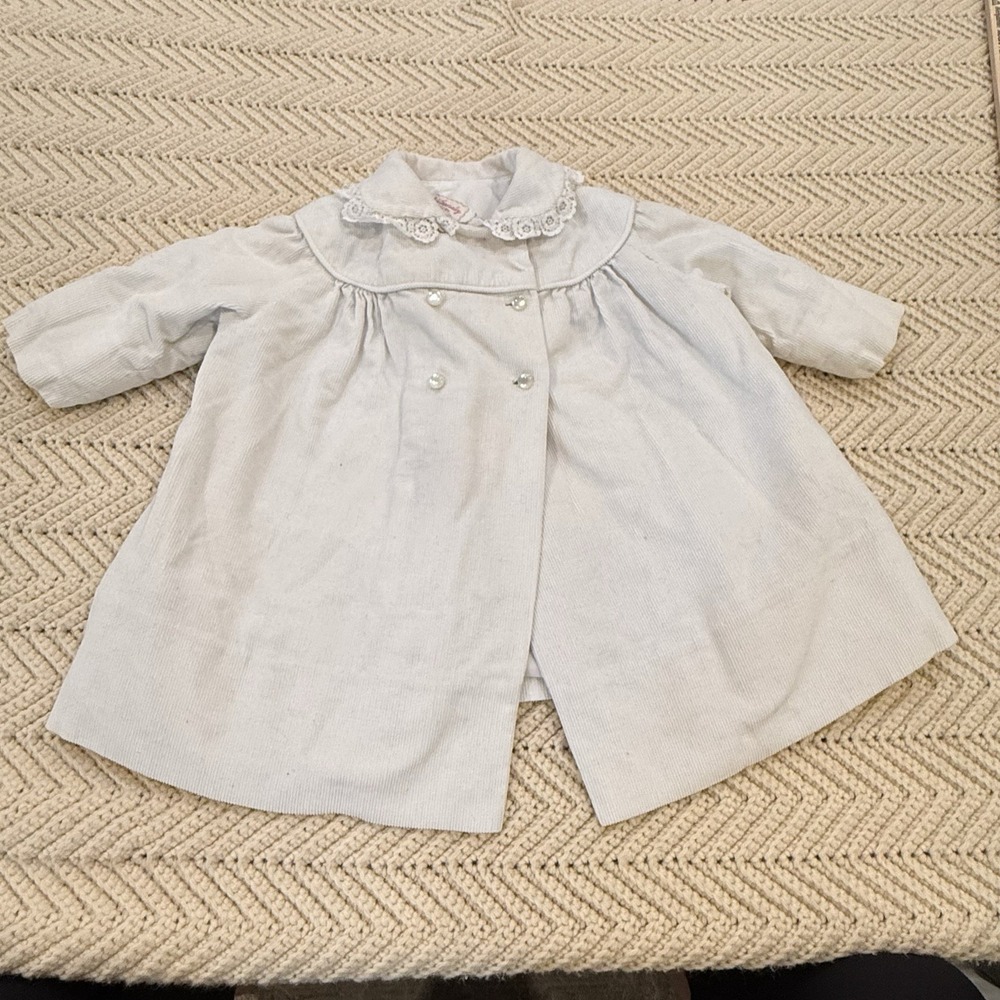 Vintage Handmade Peacoat 4T White Corduroy Primitive Peter Pan Collar